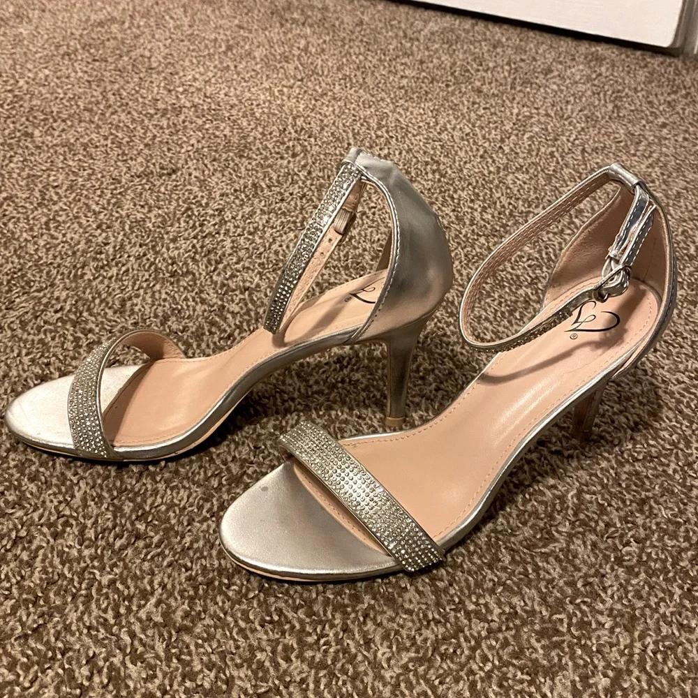 Silver Rhinestone Dress Heels - Picture 1 of 4